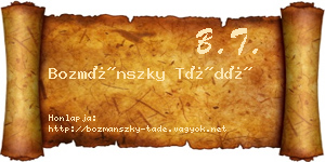 Bozmánszky Tádé névjegykártya
